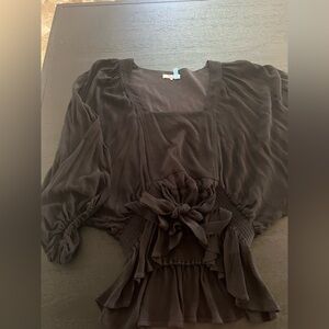 Parker Black Women's Blouse with Ruffle Detail | SZ L